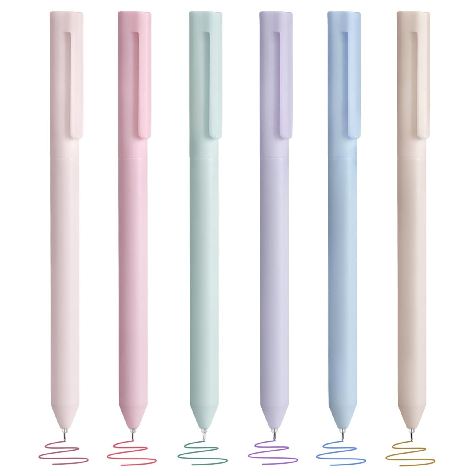 6PCS Colored Gel Pens for Journaling, Pastel Gel Pens Colored Ink Quick Dry & No Smear, Retractable Cute Pen Fine Point 0.5mm for Note Taking, Aesthetic Gel Ink Pens Smooth Writing Stationery