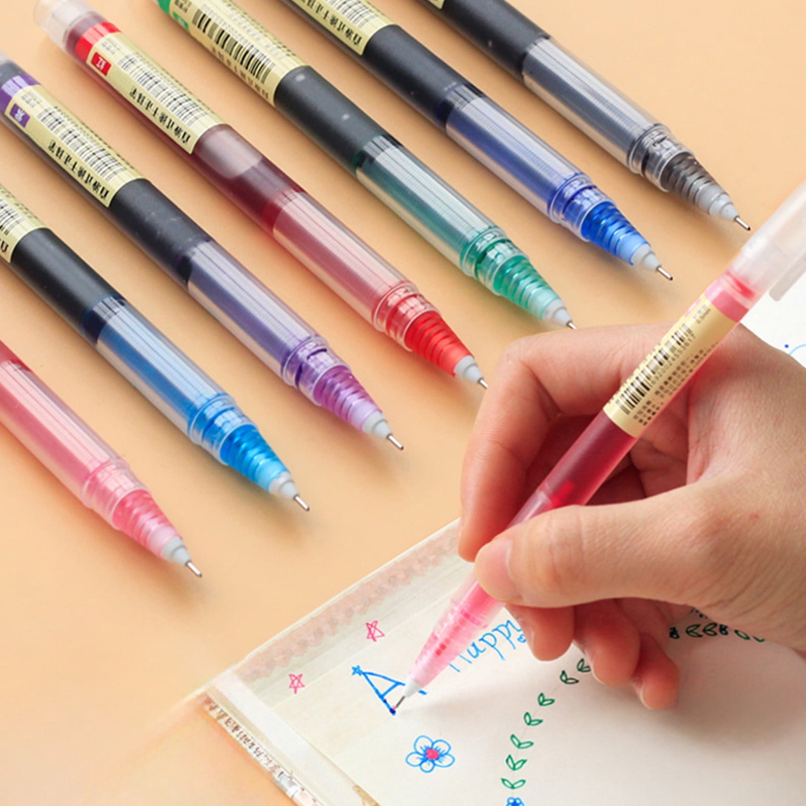 WKSCLPAI 12 Pcs Multicolor Gel Pens,0.5mm Fine Point Ink Pens,Premium Fast Drying Liquid Ink Pens,12 Colors Available,Built-in Precision Ink Output Regulator for Smoothly Write