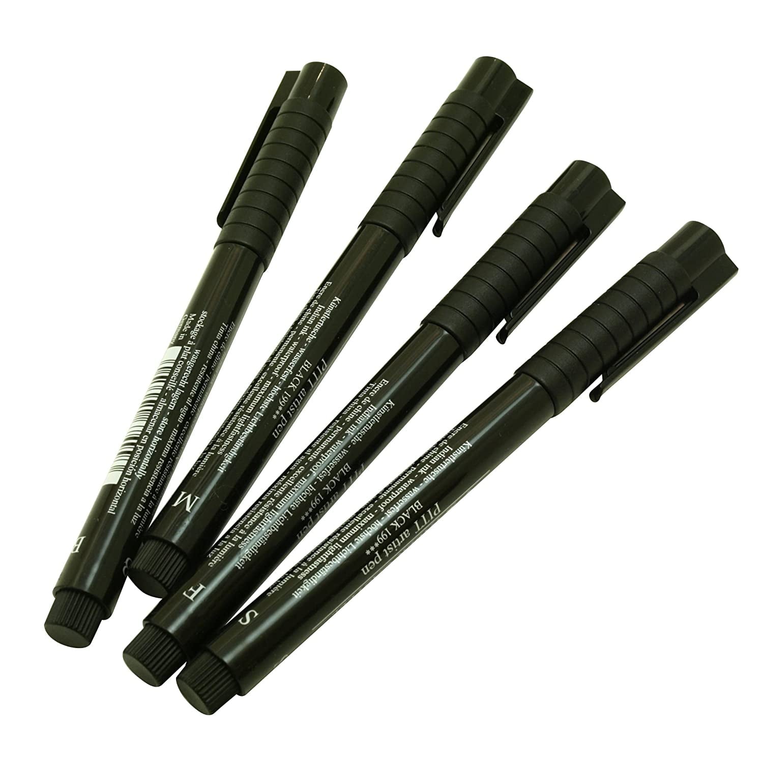 Pitt Artist Drawing Pens Wallet Set of 4 Superfine, Fine, Medium, and Brush Tip, Black