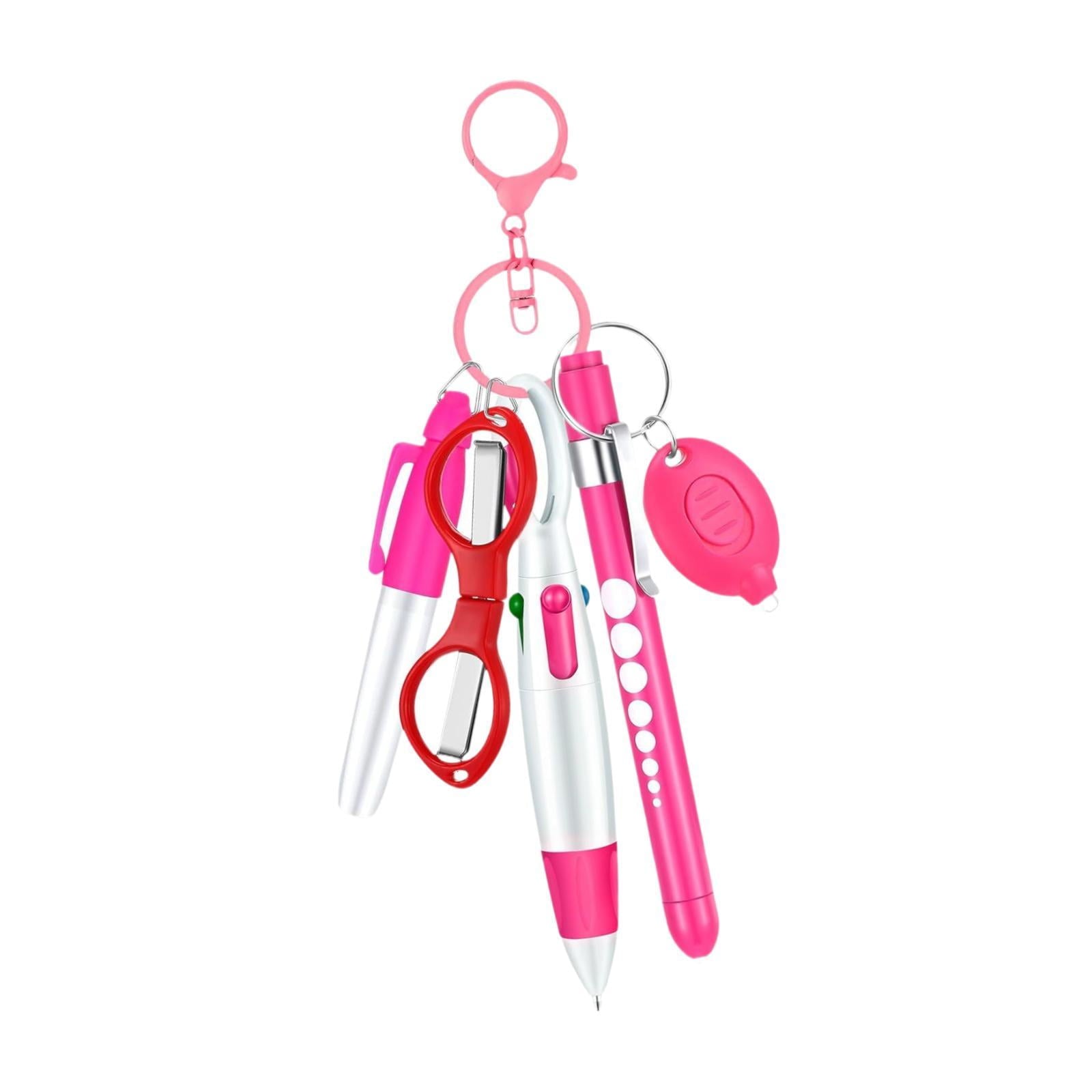 PETSOLA 6 Pieces Nurse Pen Set Party Favor Office Supplies Gift Retractable Ball Pen Pink