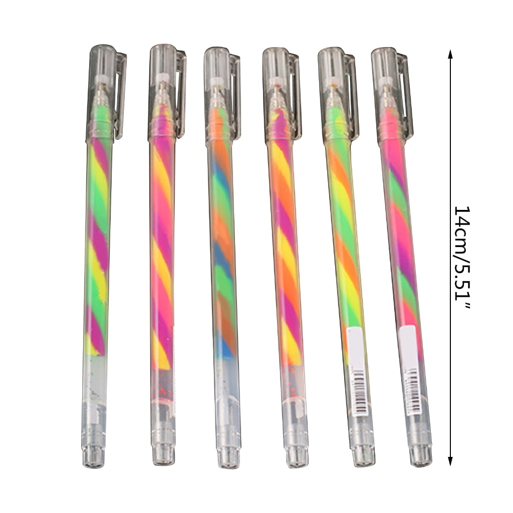 6PCS Glitter Gel Ink Pens Retractable Gel Ink Pen Gradient Color Gel Ink Pen for Scrapbooking, DIY Diary Journal Planner