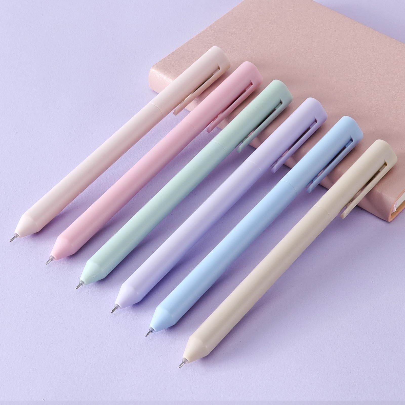 6PCS Colored Gel Pens for Journaling, Pastel Gel Pens Colored Ink Quick Dry & No Smear, Retractable Cute Pen Fine Point 0.5mm for Note Taking, Aesthetic Gel Ink Pens Smooth Writing Stationery