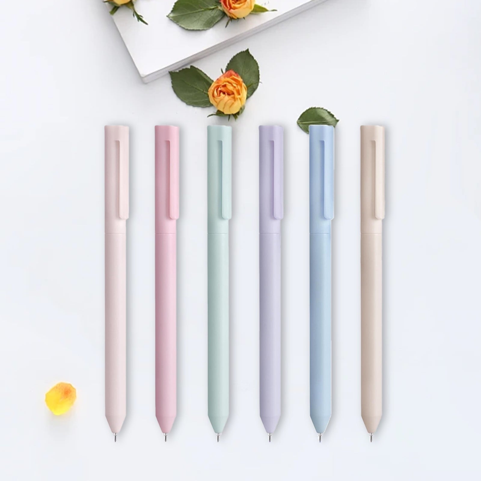 6PCS Colored Gel Pens for Journaling, Pastel Gel Pens Colored Ink Quick Dry & No Smear, Retractable Cute Pen Fine Point 0.5mm for Note Taking, Aesthetic Gel Ink Pens Smooth Writing Stationery