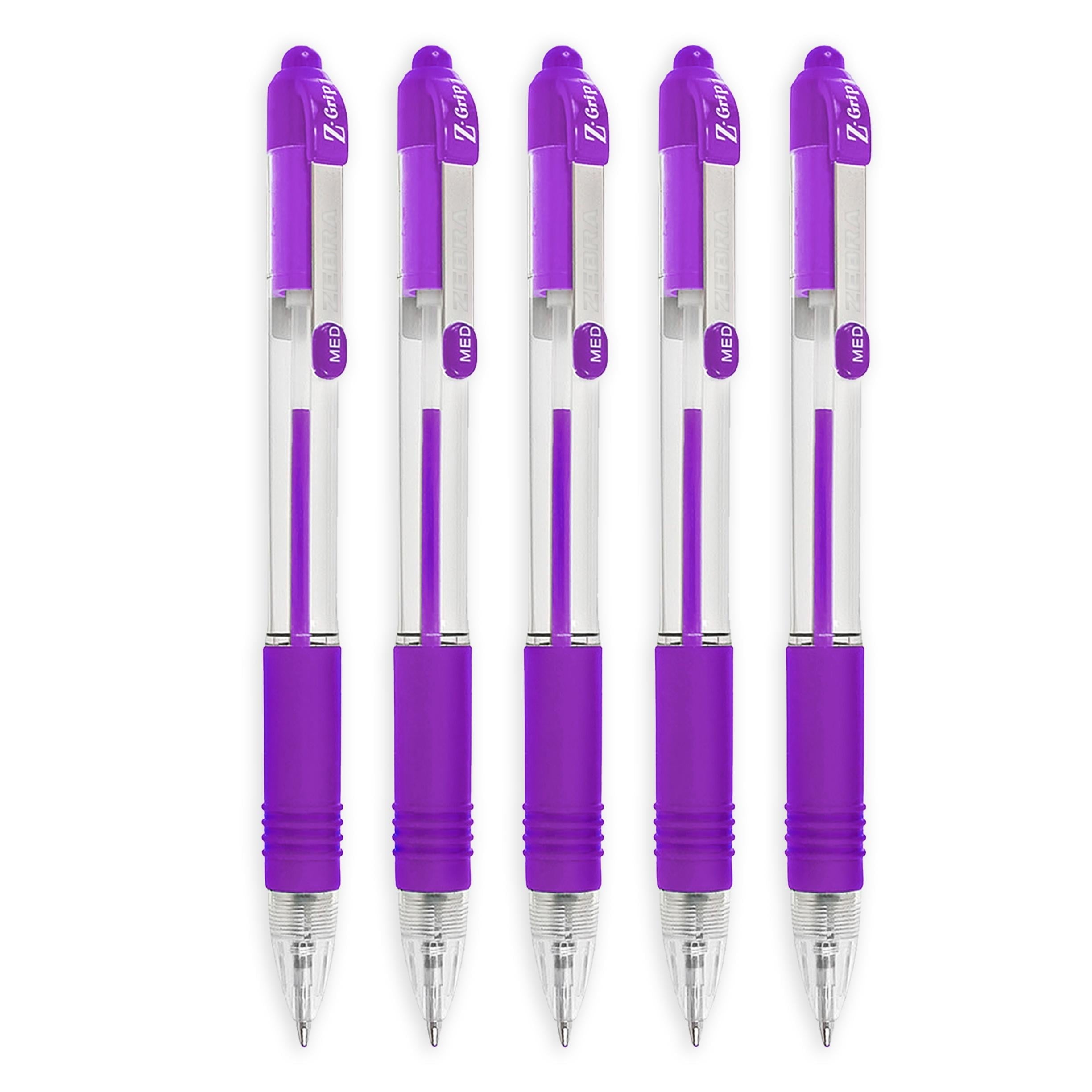 Zebra Z-Grip Retractable Ballpoint Pen - 1.0mm Nib - Economy Pack of 20 - Violet Ink