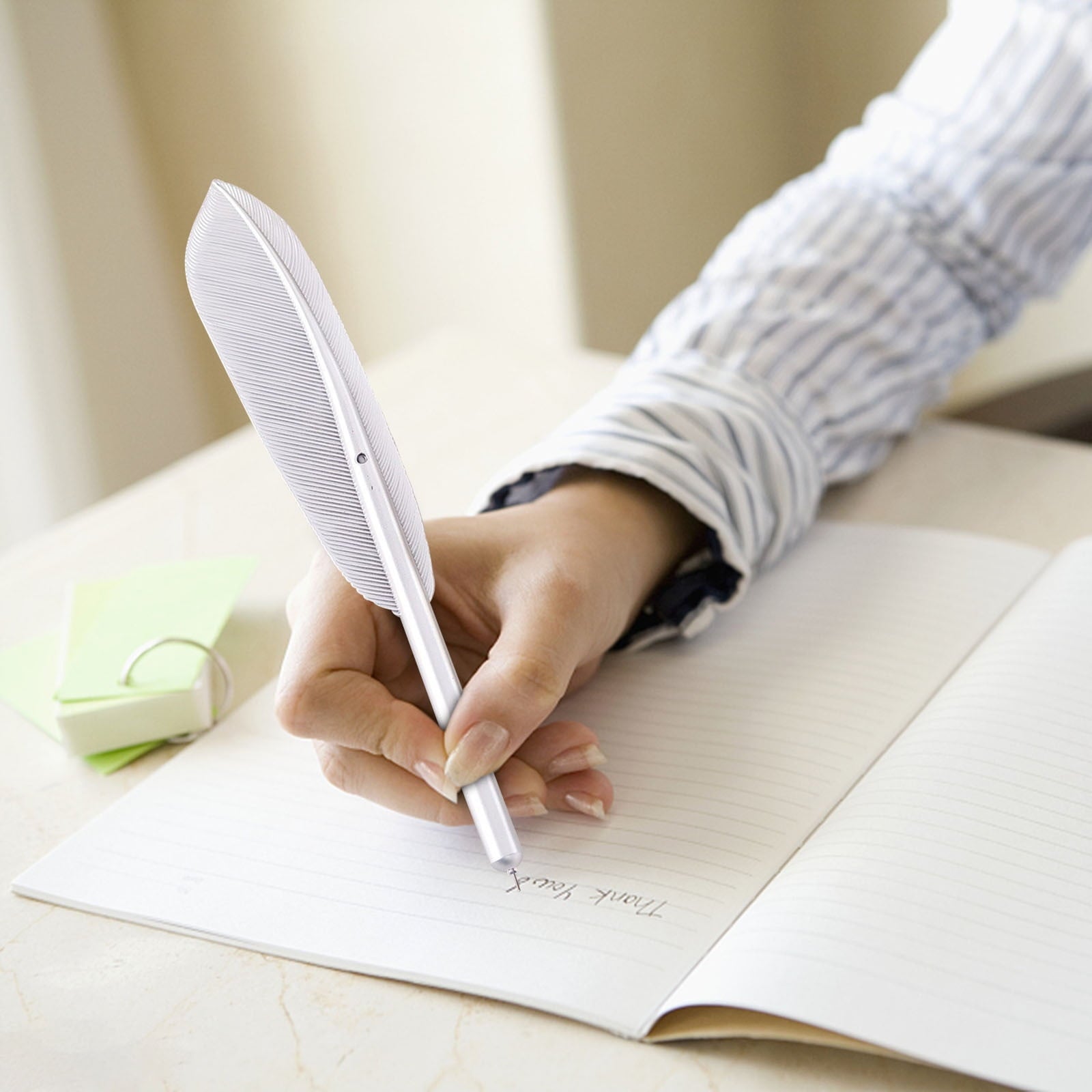 Darzheoy Feather Ballpoint Pens Black Ink Natural Feather Quill Ballpoint Pen for Office, Retro Quill Writing Wedding Sign Pen