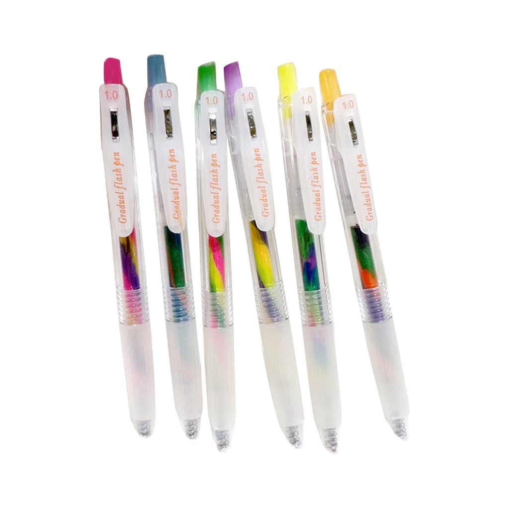 6PCS Glitter Gel Ink Pens Retractable Gel Ink Pen Gradient Color Gel Ink Pen for Scrapbooking, DIY Diary Journal Planner