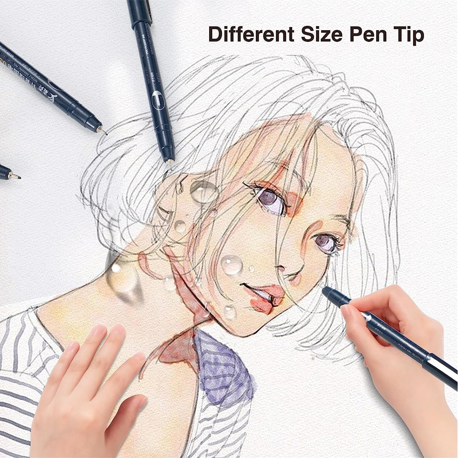 Holzlrgus Micro-line Pens 8 Size Fineliner Ink Pens Black Drawing Pens Waterproof Precision Ink Multiliner Pens Manga Pens for Artist Illustration, Calligraphy, Sketching, Technical Drawing