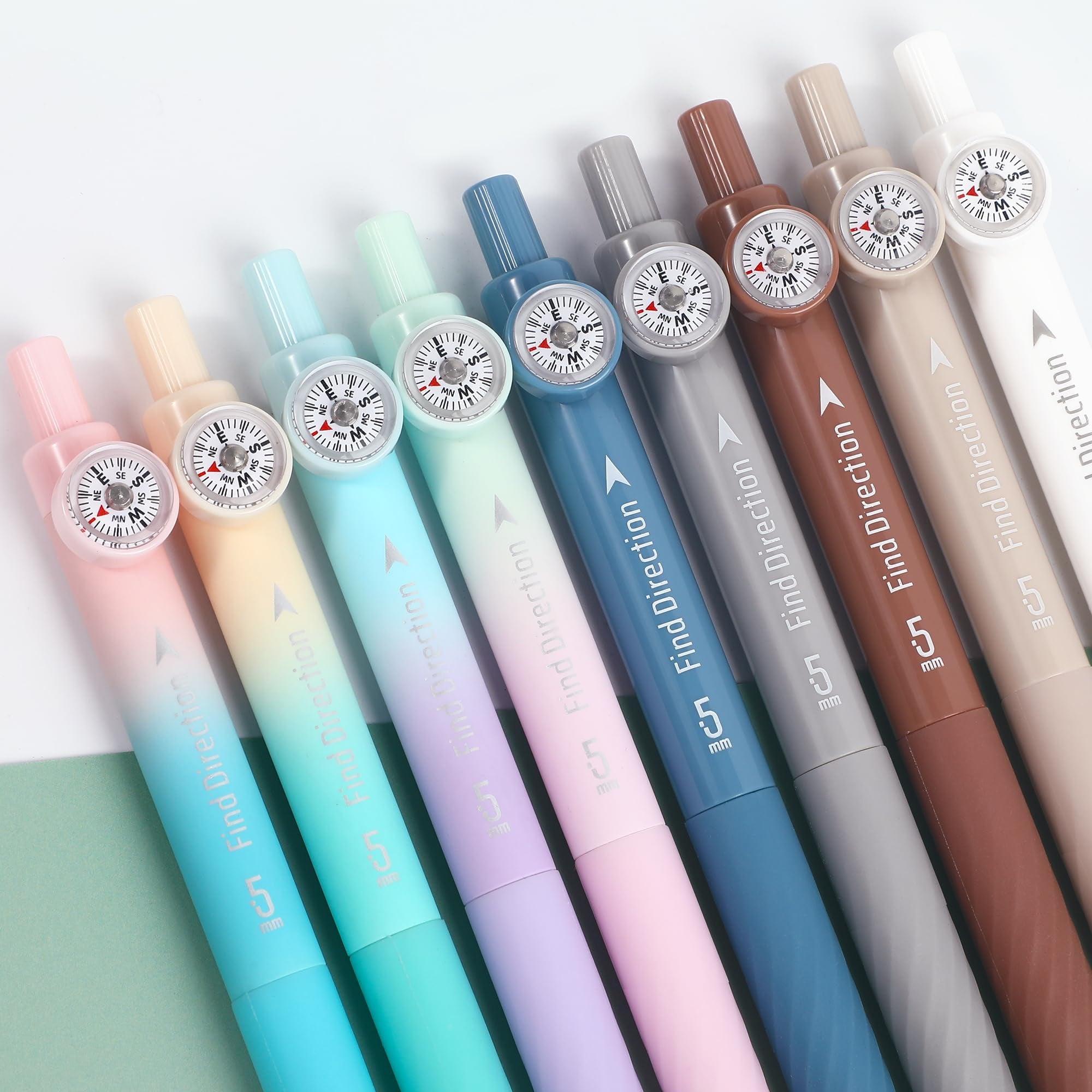 Zimeng 4 Pcs Gel Pens,Retractable Fine Point Smooth Writing Pens with Compass 0.5mm Black Ink Pens,Gradient Color