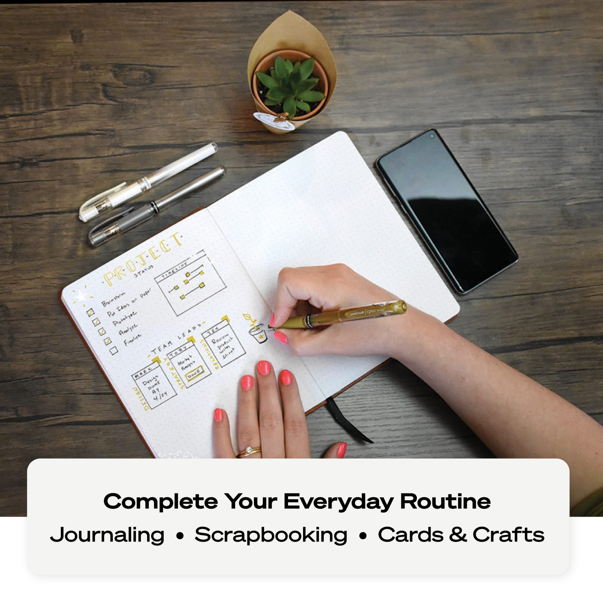 uniball™ Gel Impact Pens, Bold Point (1.0mm), Assorted Metallic, 3 Pack WTU