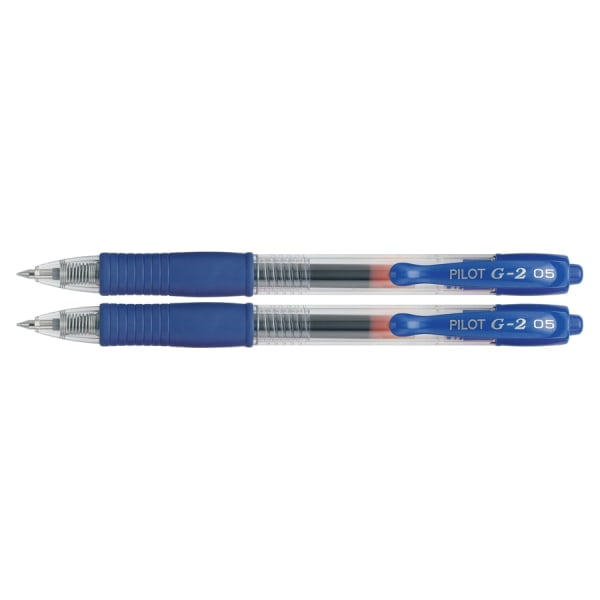 Pilot G2 Retractable Gel Ink Rollerball Pens Fine Pen Point - 0.5 mm Pen Point Size - Refillable - Retractable - Blue Gel-based Ink - 2 / Pack