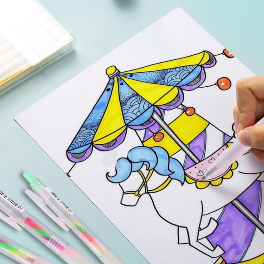 6PCS Glitter Gel Ink Pens Retractable Gel Ink Pen Gradient Color Gel Ink Pen for Scrapbooking, DIY Diary Journal Planner