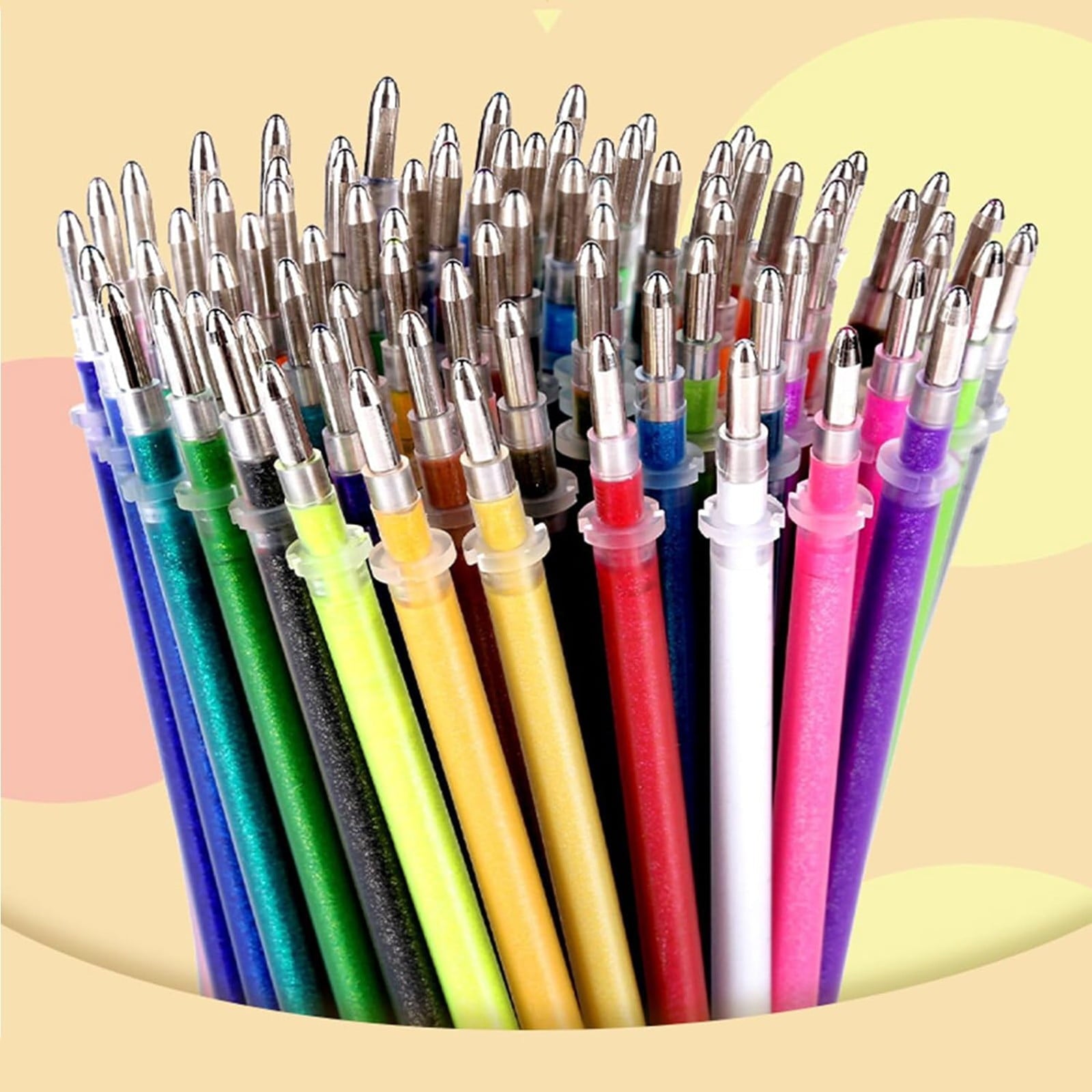 AQITTI Soft Grip Glitter Gel Pens, 10Ml 2.5Mm Ink Cartridge, Set Of 12 Unique Colors, 48 In Total