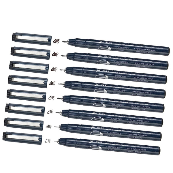 Holzlrgus Micro-line Pens 8 Size Fineliner Ink Pens Black Drawing Pens Waterproof Precision Ink Multiliner Pens Manga Pens for Artist Illustration, Calligraphy, Sketching, Technical Drawing