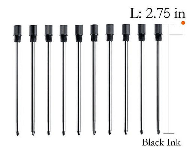 MengRan 275 Ballpoint Pen Refills for Diamond Crystal Stylus Pens and Ballpoint PensMetal RefillBlack Ink(Pack of 10)