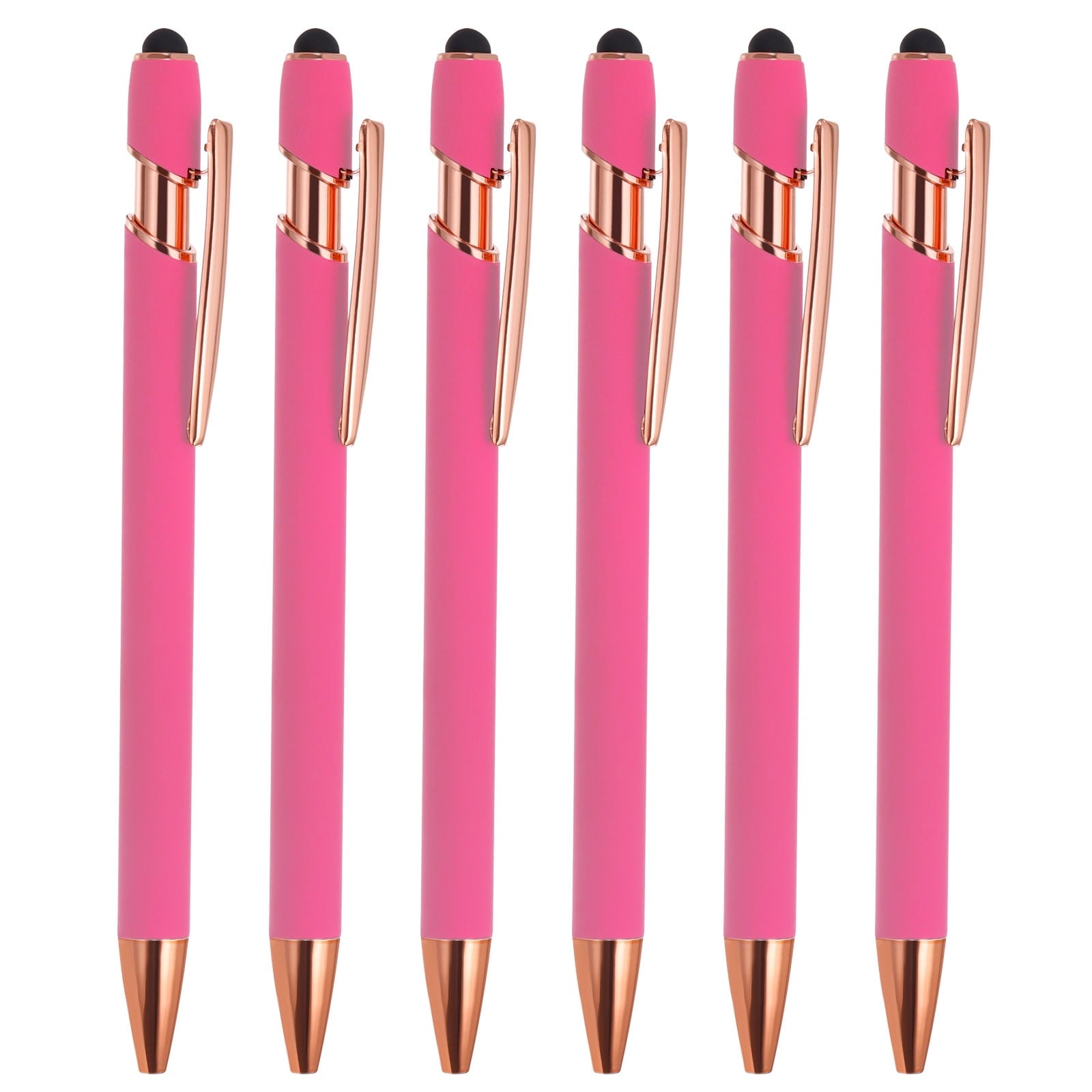 Uxcell Ballpoint Pen with Stylus Tip Metal Pen Black Ink 1.0mm Medium Point Stylus Pen Style 2, Gray 6 Pack