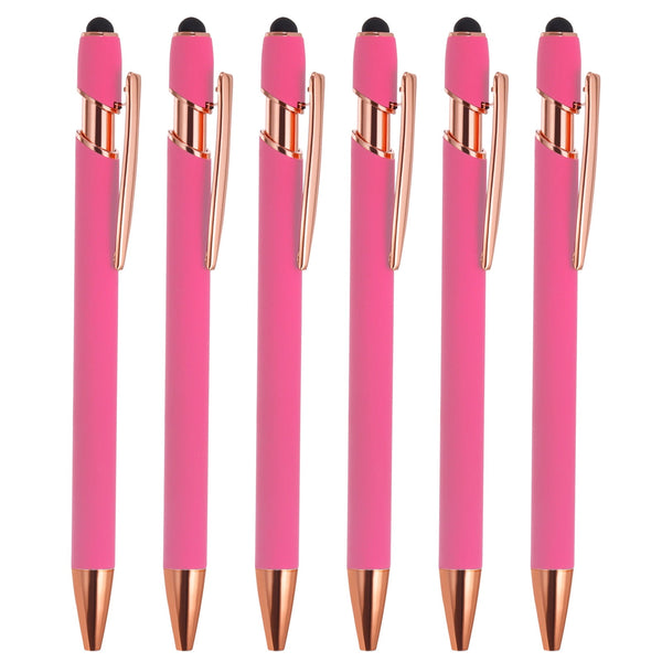 Uxcell Ballpoint Pen with Stylus Tip Metal Pen Black Ink 1.0mm Medium Point Stylus Pen Style 2, Gray 6 Pack