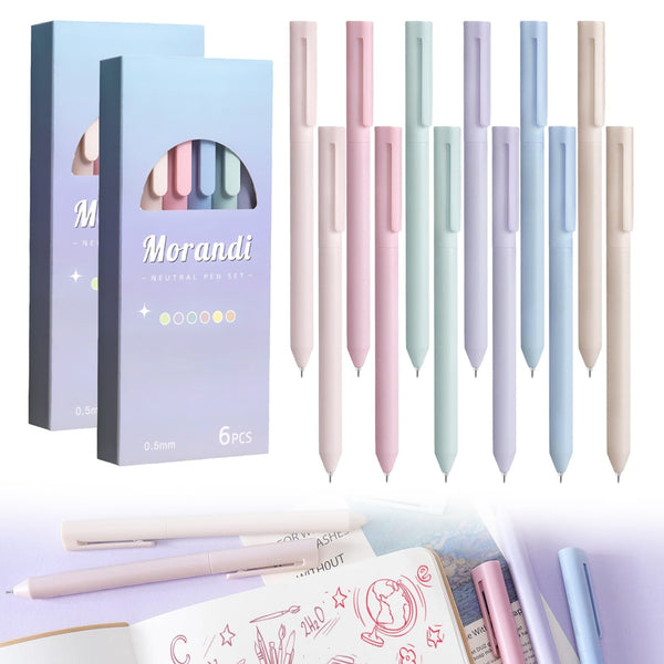 6PCS Colored Gel Pens for Journaling, Pastel Gel Pens Colored Ink Quick Dry & No Smear, Retractable Cute Pen Fine Point 0.5mm for Note Taking, Aesthetic Gel Ink Pens Smooth Writing Stationery