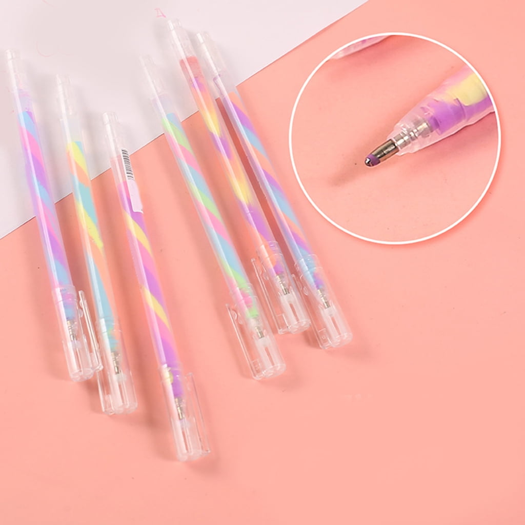 6PCS Glitter Gel Ink Pens Retractable Gel Ink Pen Gradient Color Gel Ink Pen for Scrapbooking, DIY Diary Journal Planner