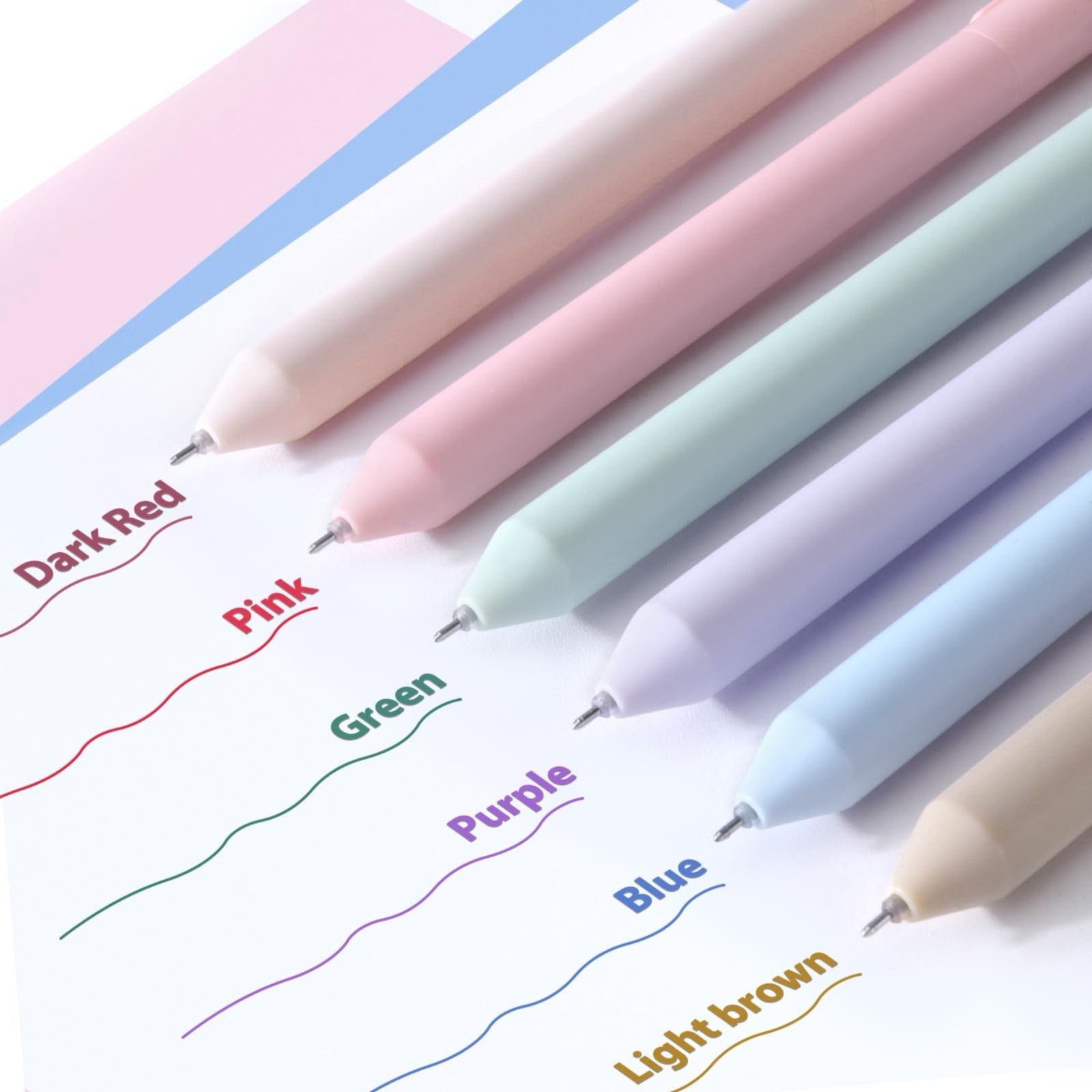 6PCS Colored Gel Pens for Journaling, Pastel Gel Pens Colored Ink Quick Dry & No Smear, Retractable Cute Pen Fine Point 0.5mm for Note Taking, Aesthetic Gel Ink Pens Smooth Writing Stationery