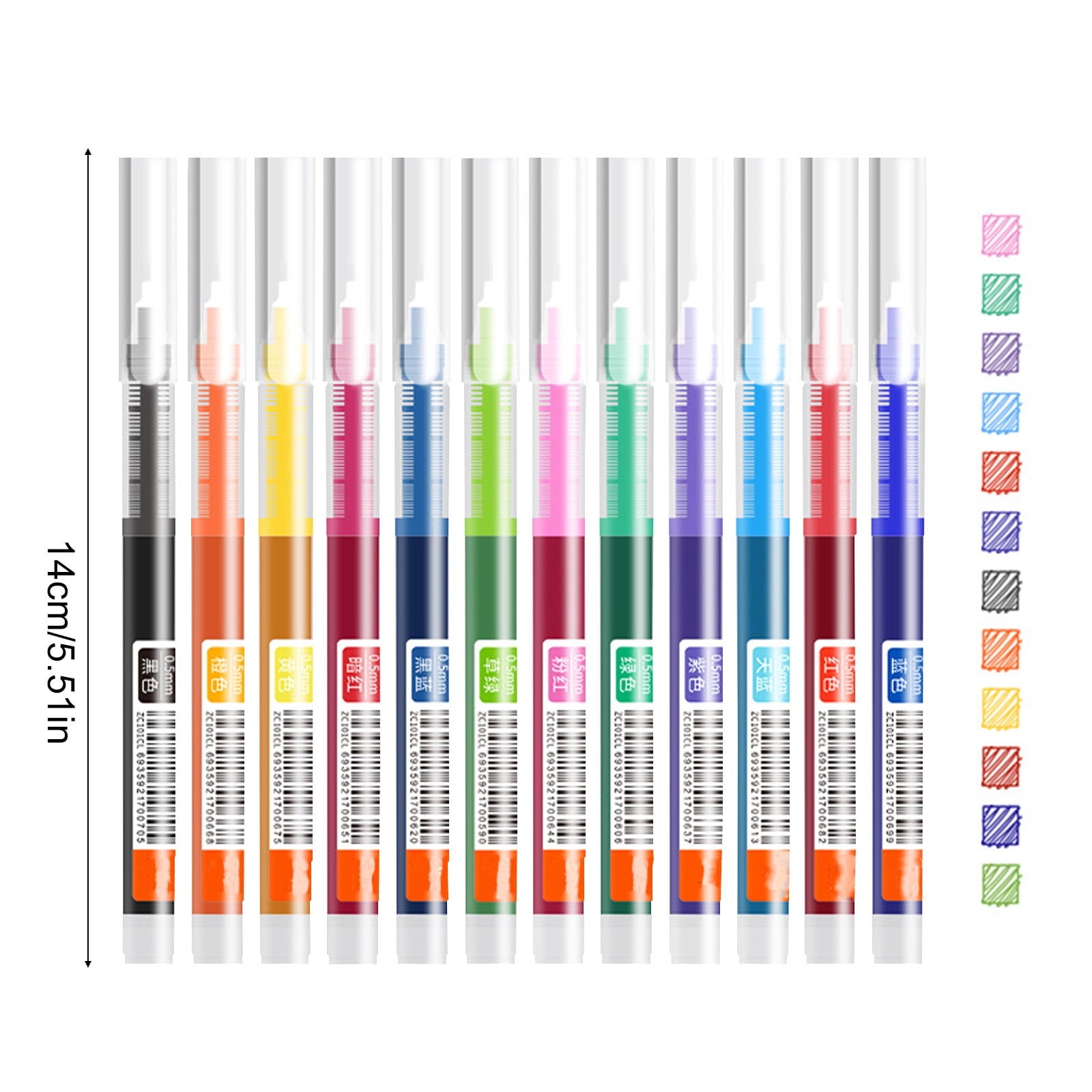 WKSCLPAI 12 Pcs Multicolor Gel Pens,0.5mm Fine Point Ink Pens,Premium Fast Drying Liquid Ink Pens,12 Colors Available,Built-in Precision Ink Output Regulator for Smoothly Write