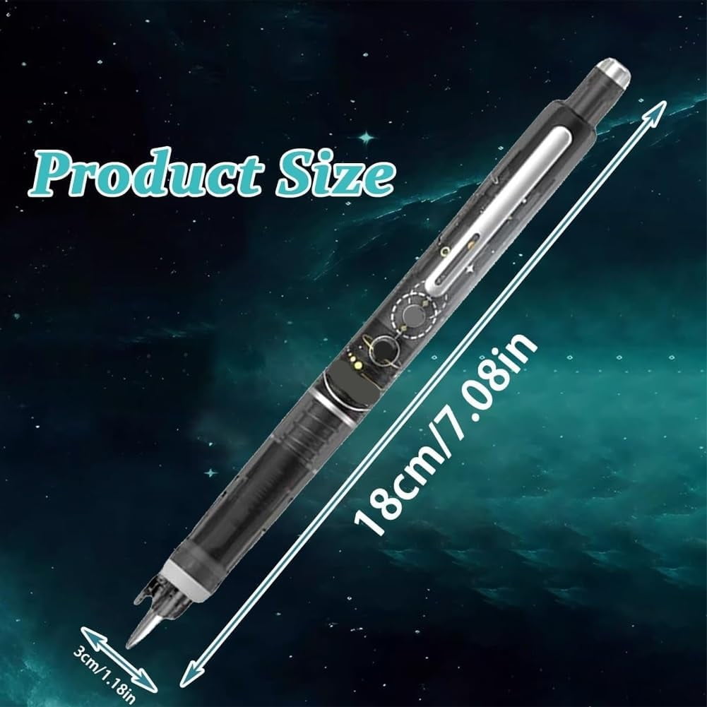 Fountain Pen Retractable, Blue&black Ink Medium Nib Transparent Barrel, 0.38mm Fountain Pen Retractable, 5 Refillable Ink Cartridges, Leak-Proof, Ergonomic Grip for Smooth Writing
