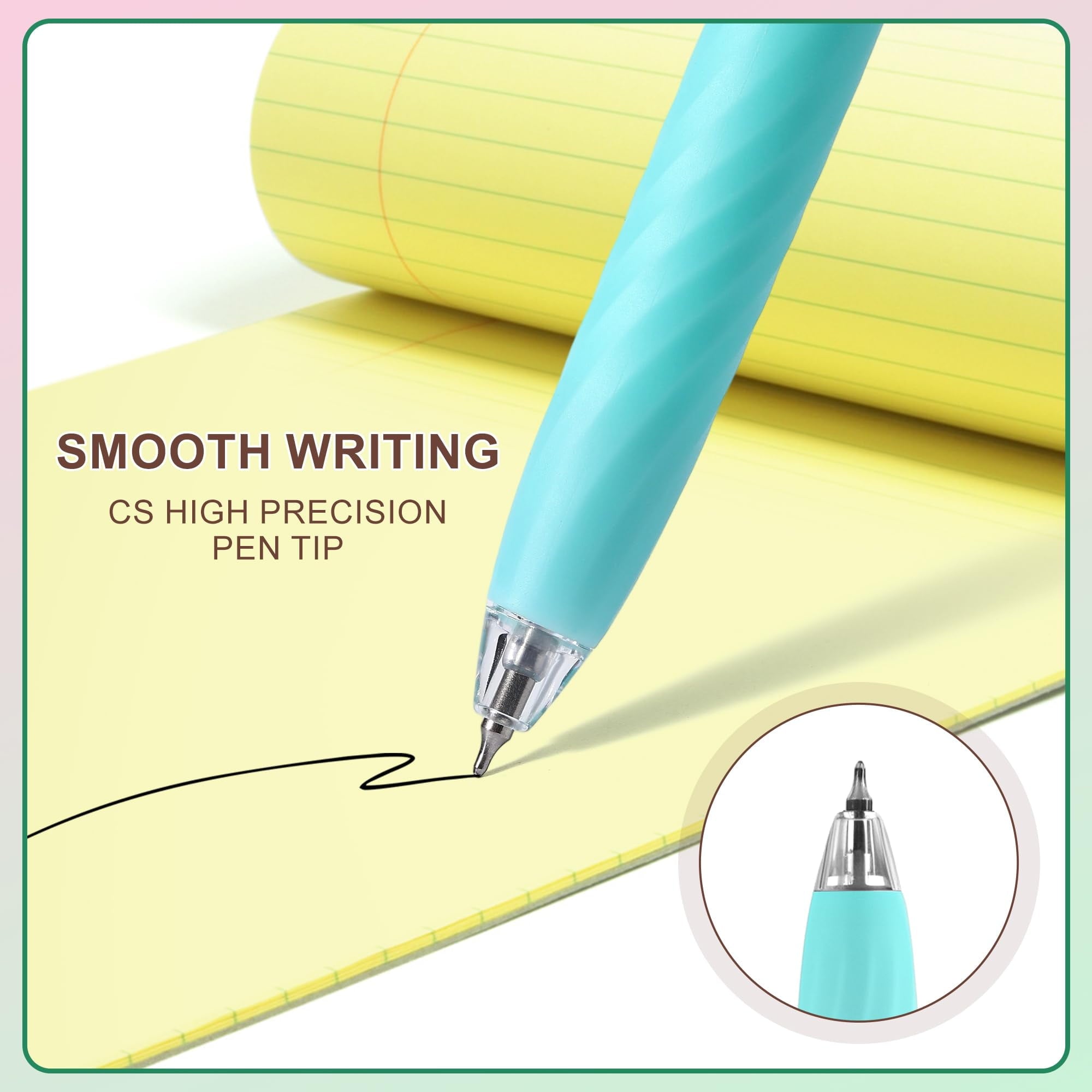 Zimeng 4 Pcs Gel Pens,Retractable Fine Point Smooth Writing Pens with Compass 0.5mm Black Ink Pens,Gradient Color