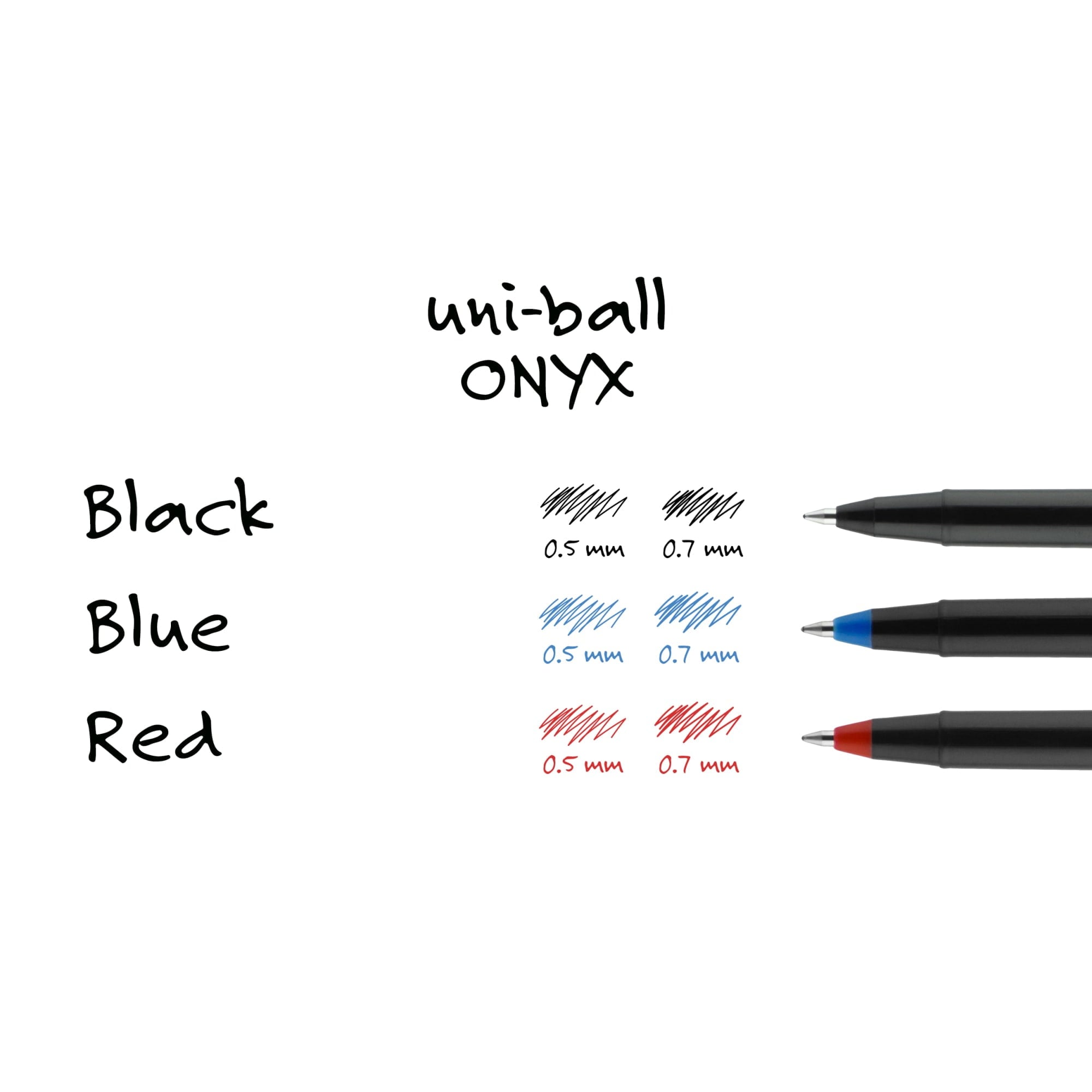 Uniball ONYX Rollerball Pens, Micro Point (0.5mm), Black Ink, 12 Count