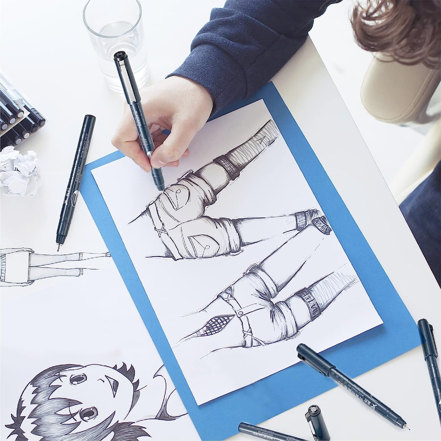 Holzlrgus Micro-line Pens 8 Size Fineliner Ink Pens Black Drawing Pens Waterproof Precision Ink Multiliner Pens Manga Pens for Artist Illustration, Calligraphy, Sketching, Technical Drawing