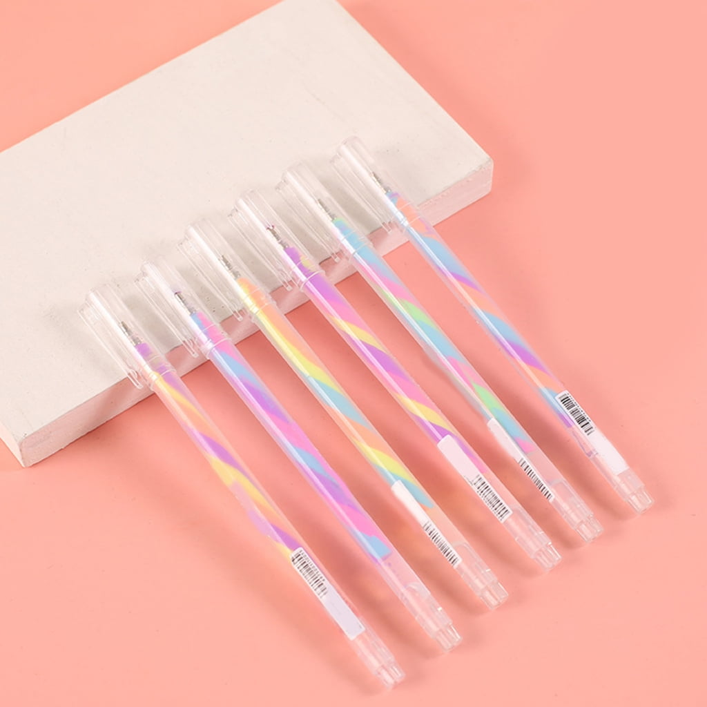 6PCS Glitter Gel Ink Pens Retractable Gel Ink Pen Gradient Color Gel Ink Pen for Scrapbooking, DIY Diary Journal Planner